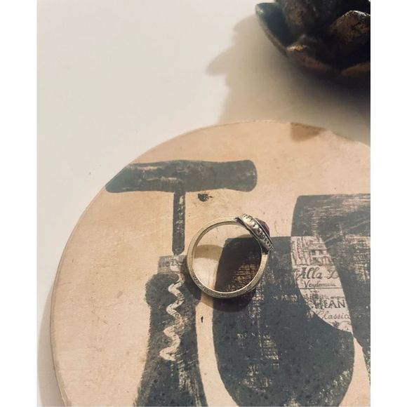 Pretty purple teardrop STONE SILVER BOHO RING - Picture 2 of 5